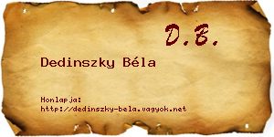 Dedinszky Béla névjegykártya