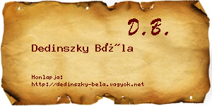 Dedinszky Béla névjegykártya